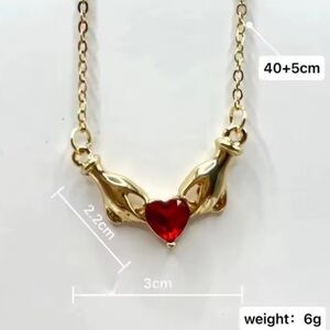 !!New Classic Heart Necklace with Red Gemstone